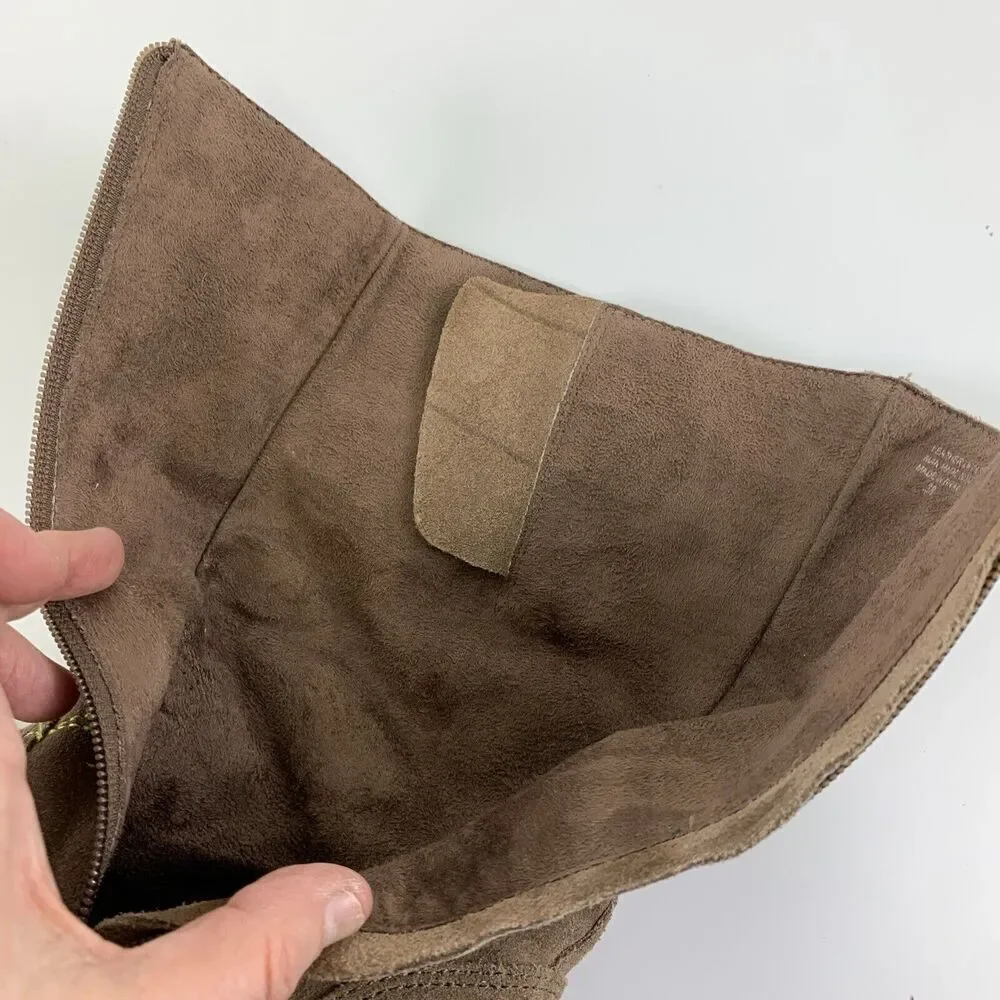 BOGO Hanna Andersson Brown Suede Boot Zip Embroidered Wooden Youth 38 5.5 W 7.5